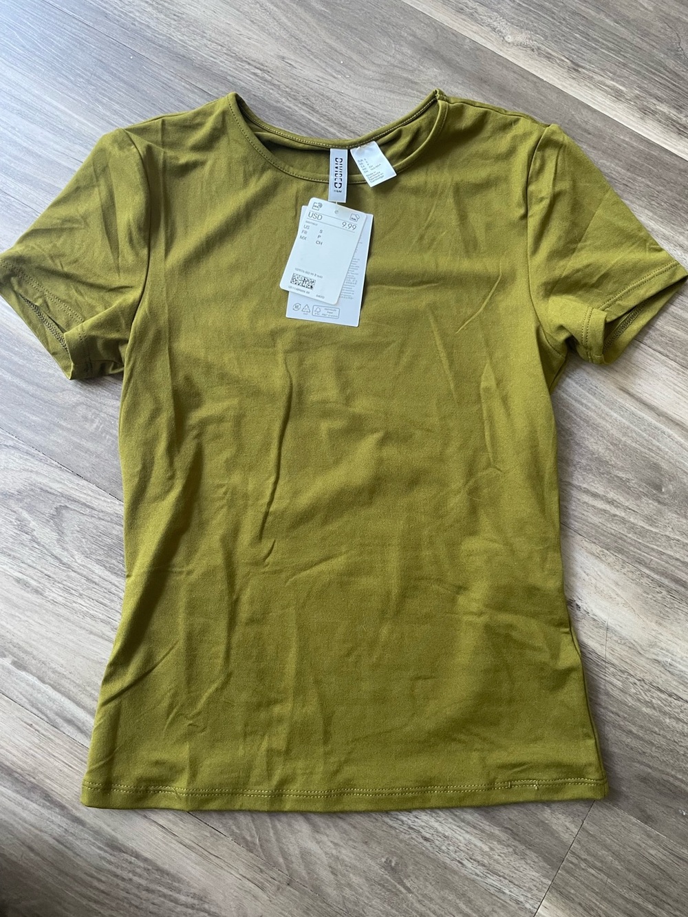 H&M Olive Green Crew Neck Short Sleeve Tee
